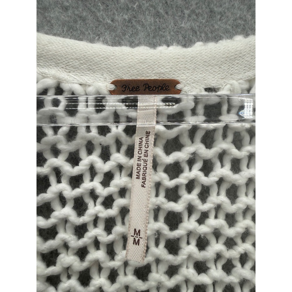 Free People Sunday Shore Pullover Sweater Womens Medium White Chunky Open Knit - Picture 4 of 8